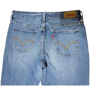 Levi's 505 Embroidered Straight Leg Jeans W27 L32 Blue Denim Stretch Levis